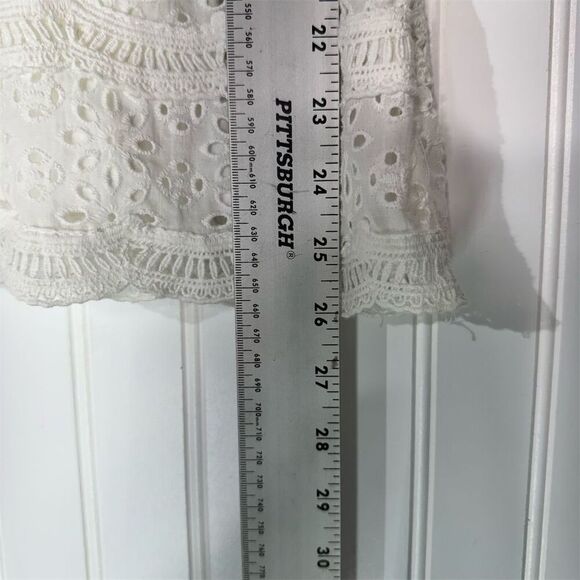 Doe & Rae White Eyelet Lace Peplum Tank Top M Cotton Boho Cottagecore Summer - Picture 5 of 10